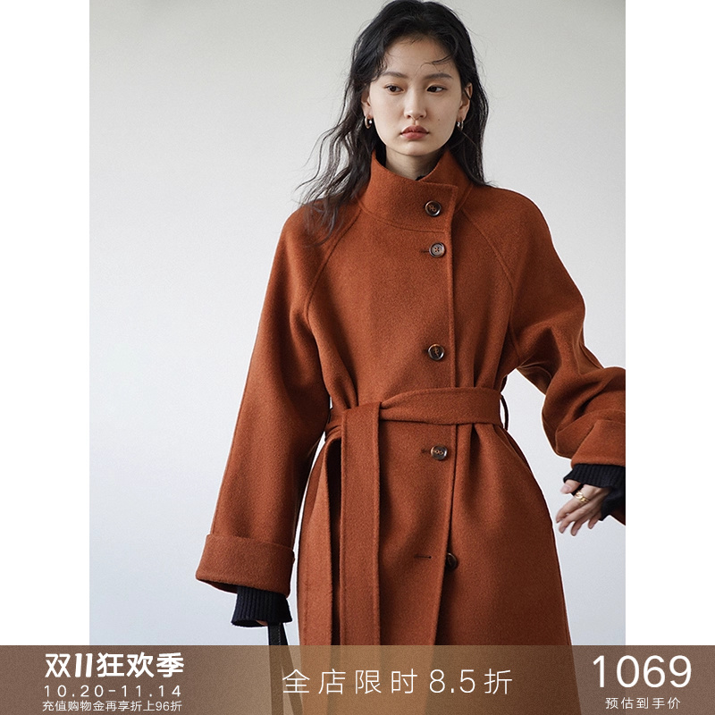 斜襟立翻领小个子廓形斗篷