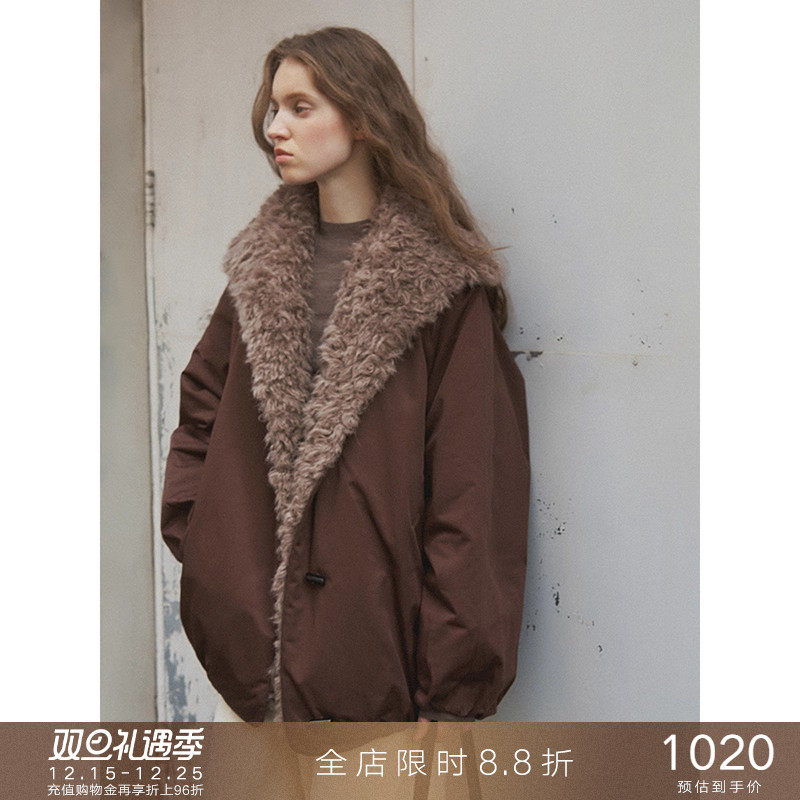 popchrio复古花苞羽绒服工装夹克