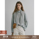 宽松休闲叠穿衬衣上衣女 衬衫 popchrio 慵懒风微皱飘带堆堆领长袖