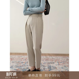 吸烟裤 经典 高腰宽松毛呢西装 九分休闲西裤 子女 长裤 到手99元