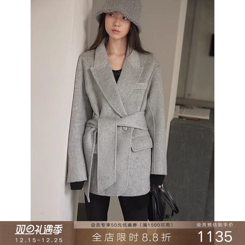 popchrio高比例绵羊毛双面呢西装