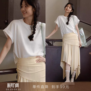 简约休闲棉T恤女 通勤基础圆领上衣宽松百搭小飞短袖 到手99元