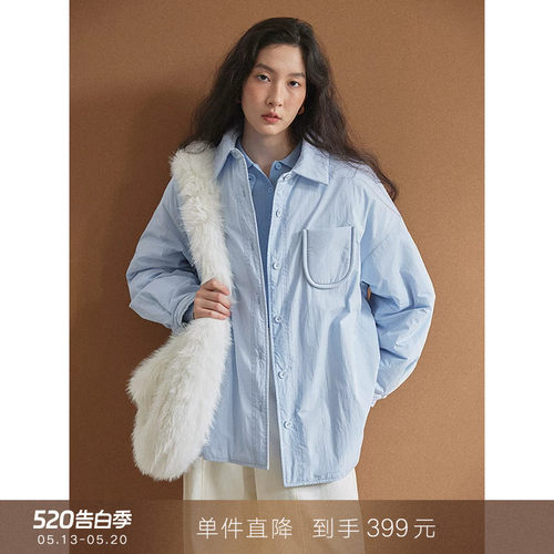 popchrio衬衫型宽松夹棉外套