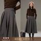 新中式 到手189元 国风气质百褶裙高腰黑色半身裙A字中长裙子女