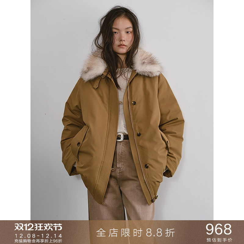 popchrio复古巴恩风派克羽绒服