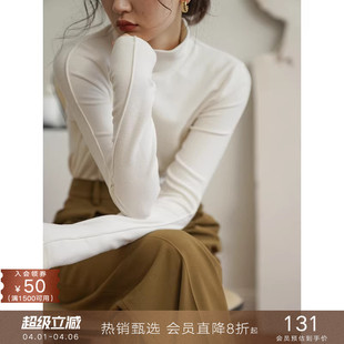 半高领长袖 popchrio 保暖王牌 德绒打底衫 宽松内搭上衣女春 T恤衫