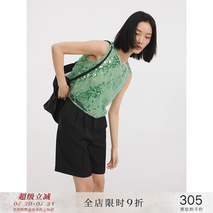 「Tomato 上衣女 Girl」亮片珠片圆领无袖 小吊带背心宽松别致衬衫