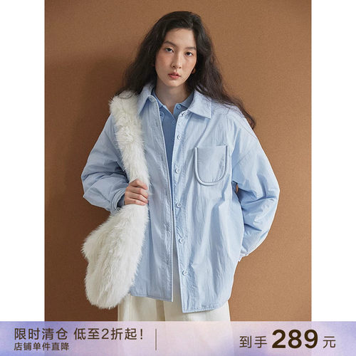 popchrio衬衫型宽松夹棉外套