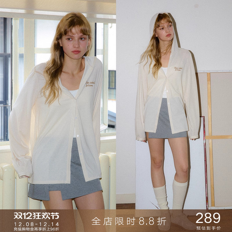 popchrio慵懒风连帽针织外套