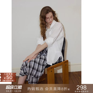 衬衫 宽松休闲薄衬衣叠穿防晒上衣女 慵懒松弛感纯棉长袖 popchrio