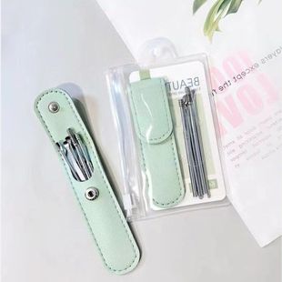 正品收纳绮便携清洁工具挖耳可采耳五件挖耳不锈钢掏耳勺套装皮套