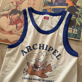 坎肩汗背心潮牌 卡通怀旧全棉无袖 谢先绅 欧美复古运动背心男美式