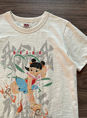 谢先绅2025春夏80年代国潮复古哪吒卡通人物印花短袖T恤男女同款