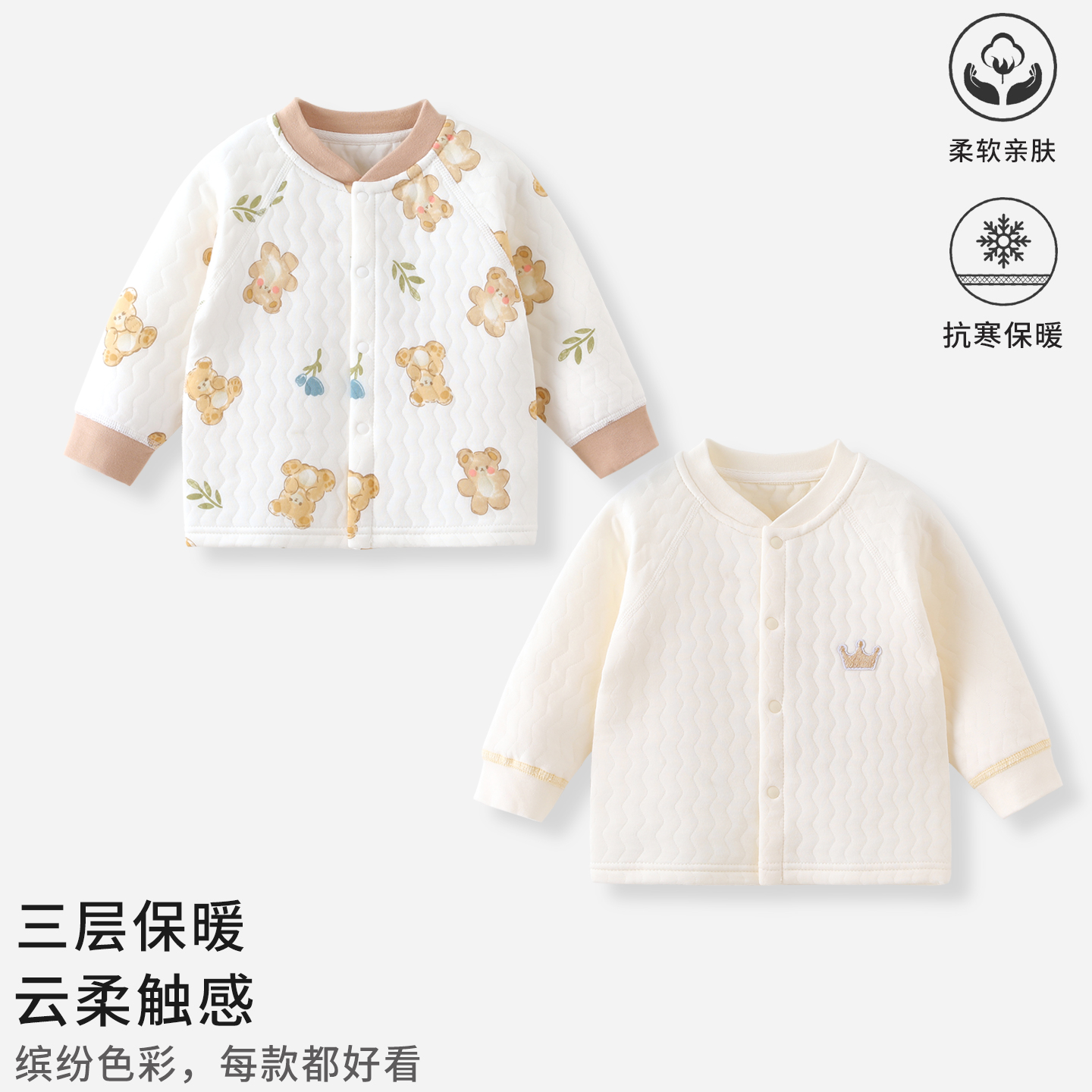 婴儿上衣秋冬装宝宝衣服初生儿家居服新生儿夹棉保暖棉服安阳童装