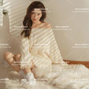 韩系纯欲奶油风少女毛衣影楼写真主题个人氛围感艺术照摄影服装 韩