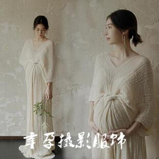 主题法式 复古油画纯欲风连衣裙孕妈咪摄影服饰 影楼新款 孕妇照服装