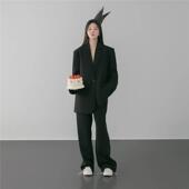 摄影森系西服套装 新款 旅拍时尚 宽松版 个性 影楼主题写真服黑色西装