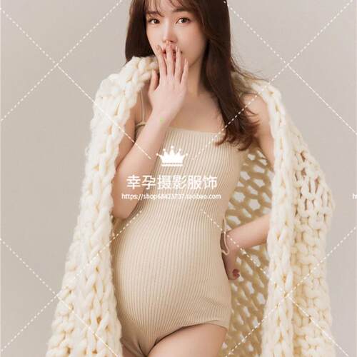 孕妇拍照服装影楼新款可爱居家风连体衣孕妈艺术照摄影写真在家拍