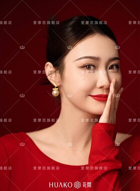 影楼新款高级感新中式国风红色肖像连衣裙个性形象艺术照摄影服装