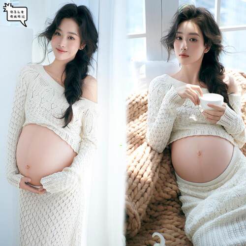 新款影楼简约孕妇服装韩系小甜美粉色吊带裙孕咪大肚照衣服在家拍