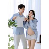 影楼新款 孕妇烫银简约高级连衣裙性感气质开叉收腰吊带裙摄影服装