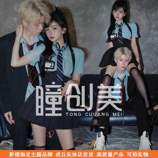 新款影楼主题桃色少女短裙抹胸甜腻风时尚小众轻婚纱拍照摄影礼服