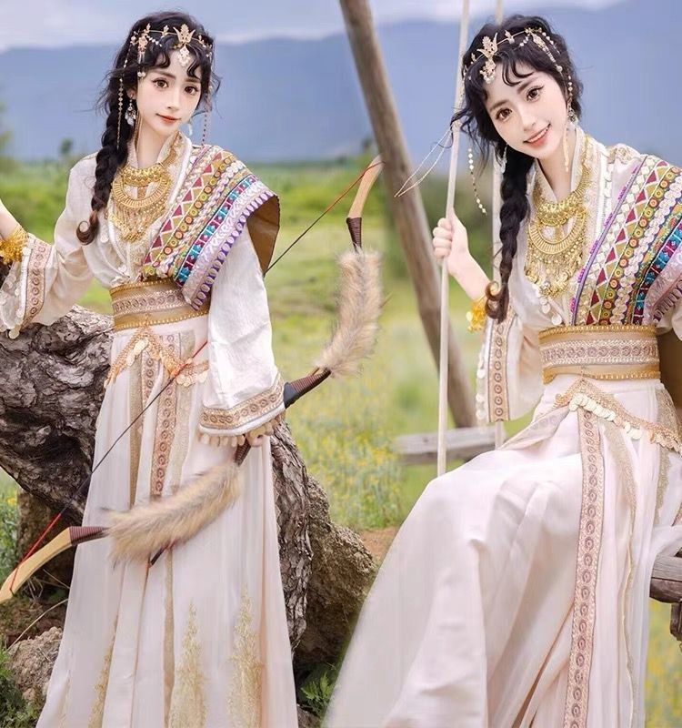 云南大理丽江民族风旅拍服装西域公主写真服西藏藏族藏袍摄影服饰