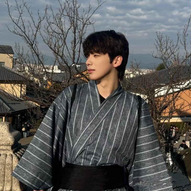 日本和服男士浴衣日式和风武士服日系正装黑色日式服写真摄影服装