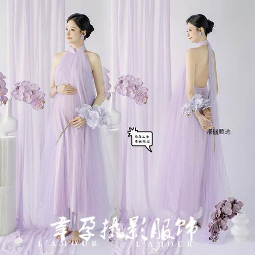 孕妇照服装影楼新款唯美风春日韩系小清新孕妈咪大肚照衣服在家拍