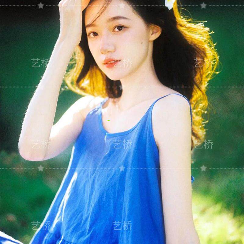 影楼主题新款夏季小清新吊带裙外景胶片感少女写真艺术照摄影服装