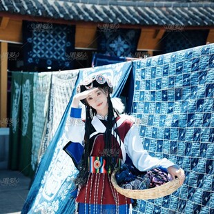 新款纳西族服装云南丽江少数民族服饰摩梭成人旅拍披星戴月演出服