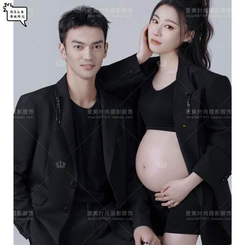 影楼新款影楼孕妇照服装高级感西装情侣主题室内小清新艺术照服装