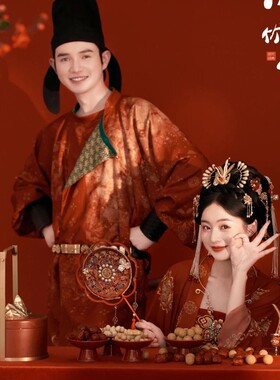 新款影楼主题服装汉服男女情侣工作室婚纱照复古唐装演出服走秀服