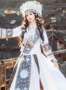 新款苗疆少女简约新款白色小清新苗族服装土家族民族凤凰苗寨旅拍