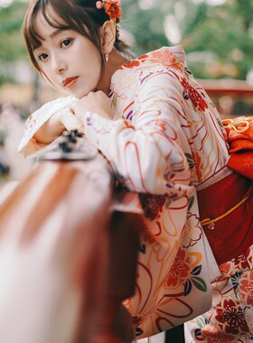 日式和风浴衣连衣裙神明少女现代改良版 和服旅拍少女装