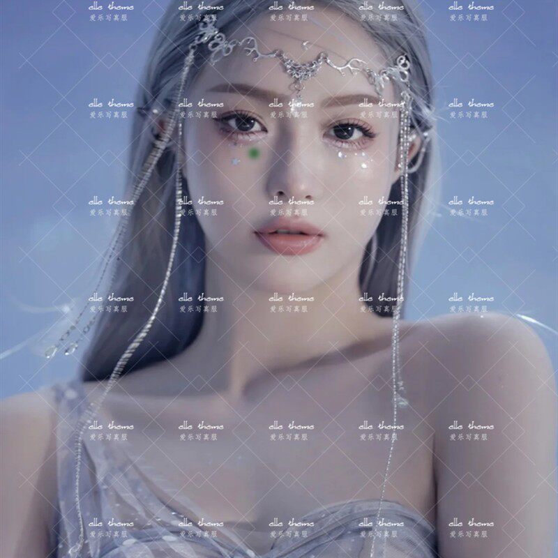 2021新款森系灰色单肩彩纱梦幻精灵仙女动漫女神艺术写真照相馆礼
