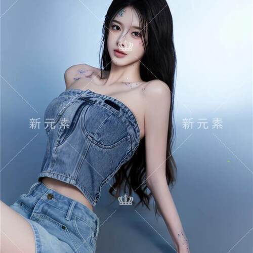 影楼新款个人肖像写真主题服装美式辣妹纯欲性感牛仔艺术照摄影服