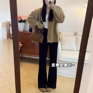 休闲微喇裤 喇叭裤 女春夏新款 胖妹妹高腰修身 梨形身材大码 2286