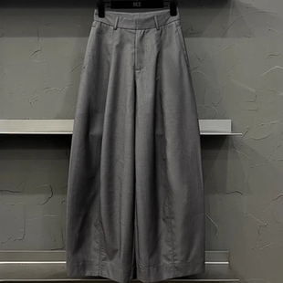 女秋季 裤 大码 胖mm高腰显瘦垂坠感 6089 休闲直筒裤 47灰色阔腿西装