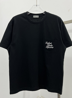 ERD犹豫的富二代24ss夏季口袋字母涂鸦印花短袖T恤男女宽松棉短T