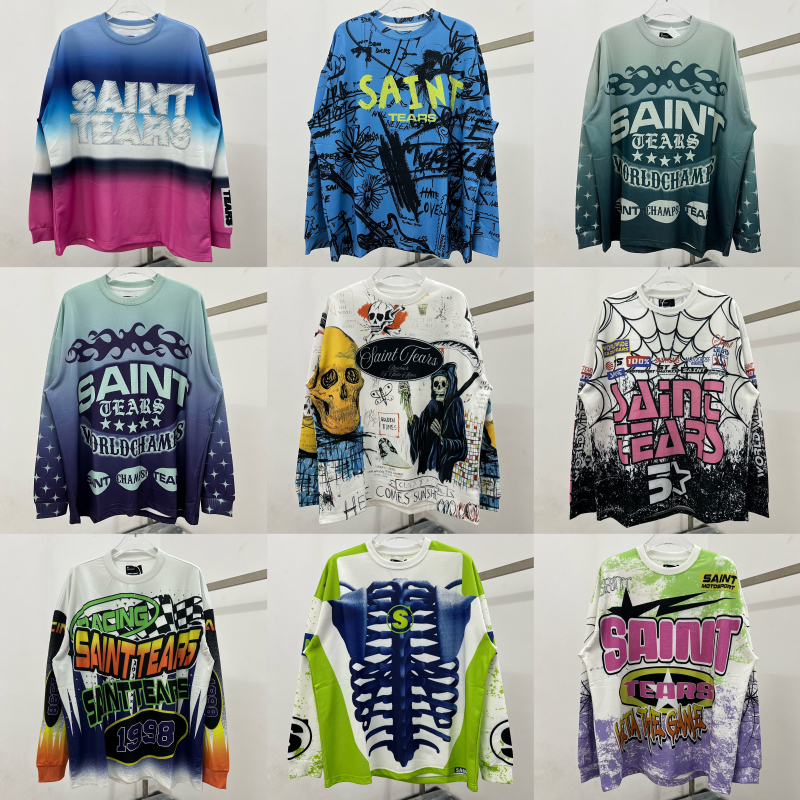 saintmichael做旧扎染长袖T恤