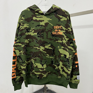 GALLERY DEPT美式迷彩连帽卫衣男女通用落肩袖印花套头宽松外套男