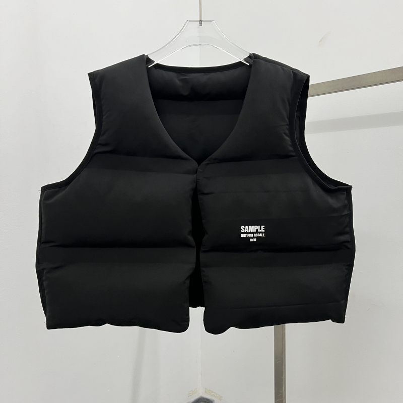 kanye厚秋冬纯色丝绵马甲