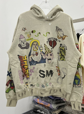 ReadyMade Saint Michael辛普森手绘涂鸦男女卫衣复古破洞帽衫
