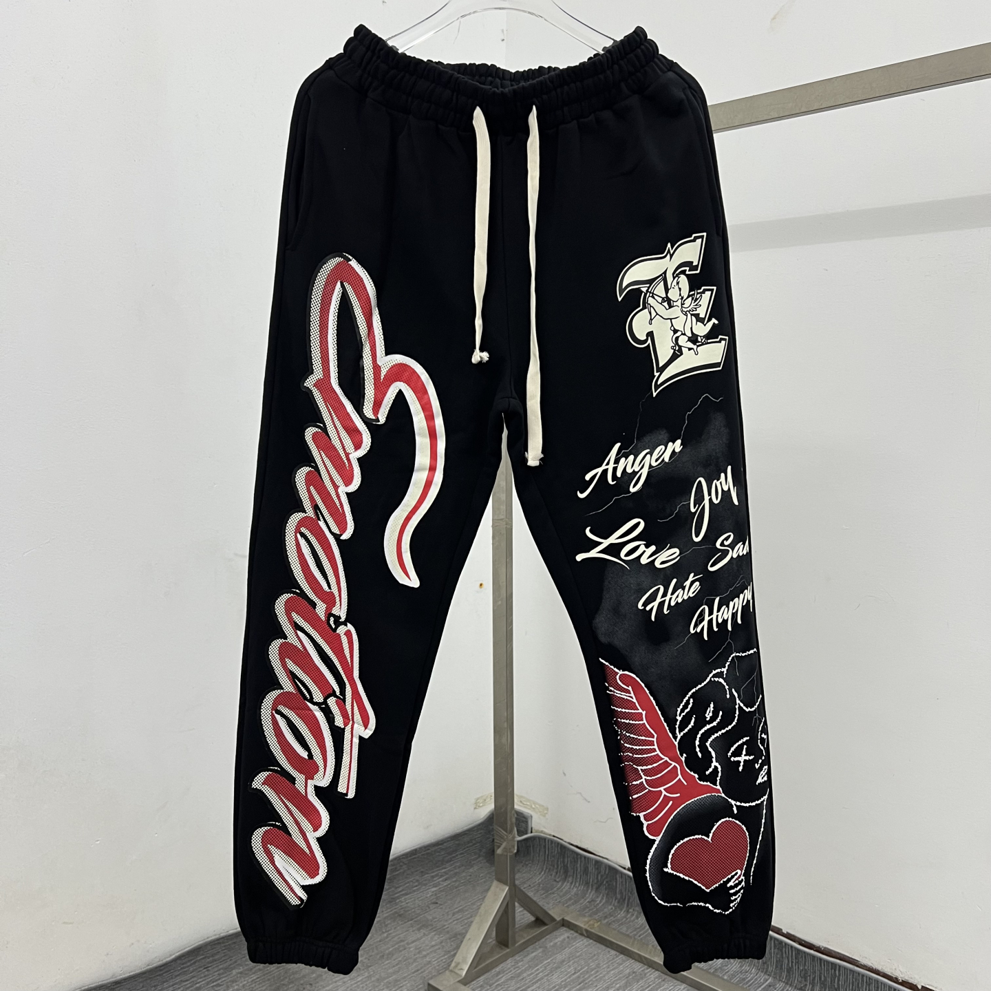 涂鸦印花卫裤男女宽松休闲运动