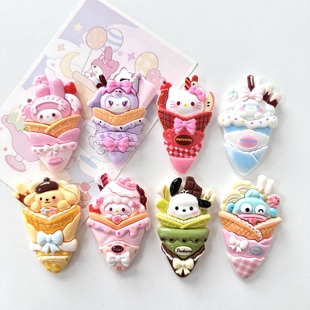 大号可爱三丽鸥冰淇淋甜筒卡通树脂冰箱贴立体少女心装 饰磁力贴