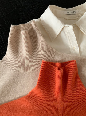 AlloFu十三行高领简无缝一体机净版毛衣女秋冬羊毛套头针织衫089