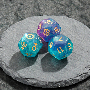 星座骰子摆件3粒桌面游戏创意12星座宫位色子休闲dnd十二面筛子