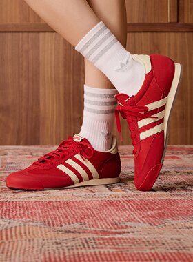 Adidas阿迪达斯三叶草红色T头鞋男女R71复古经典薄底运动鞋KH8233