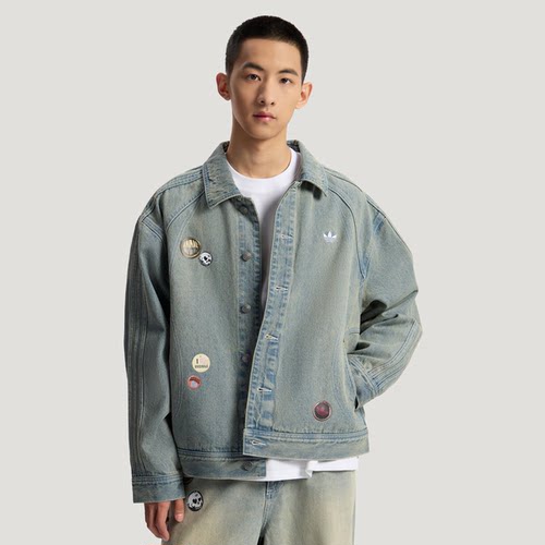 阿迪达斯三叶草夹克男子休闲牛仔运动夹克外套KT6363